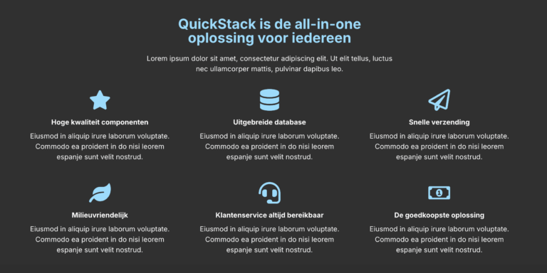 Features grid met iconen component